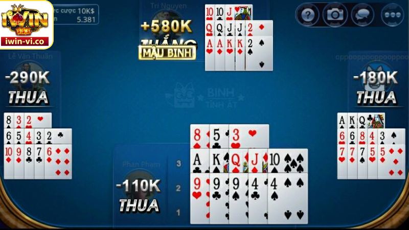 Mậu Binh – Tận Hưởng Không Khí Casino Kịch Tính Tại Iwin 3 Những trường hợp thắng trắng